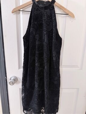 Black Lace Halter Dress